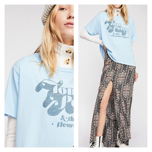 Free People Tops - FREE PEOPLE X TRUNK Heart Breaker Tee Blue XS NWT